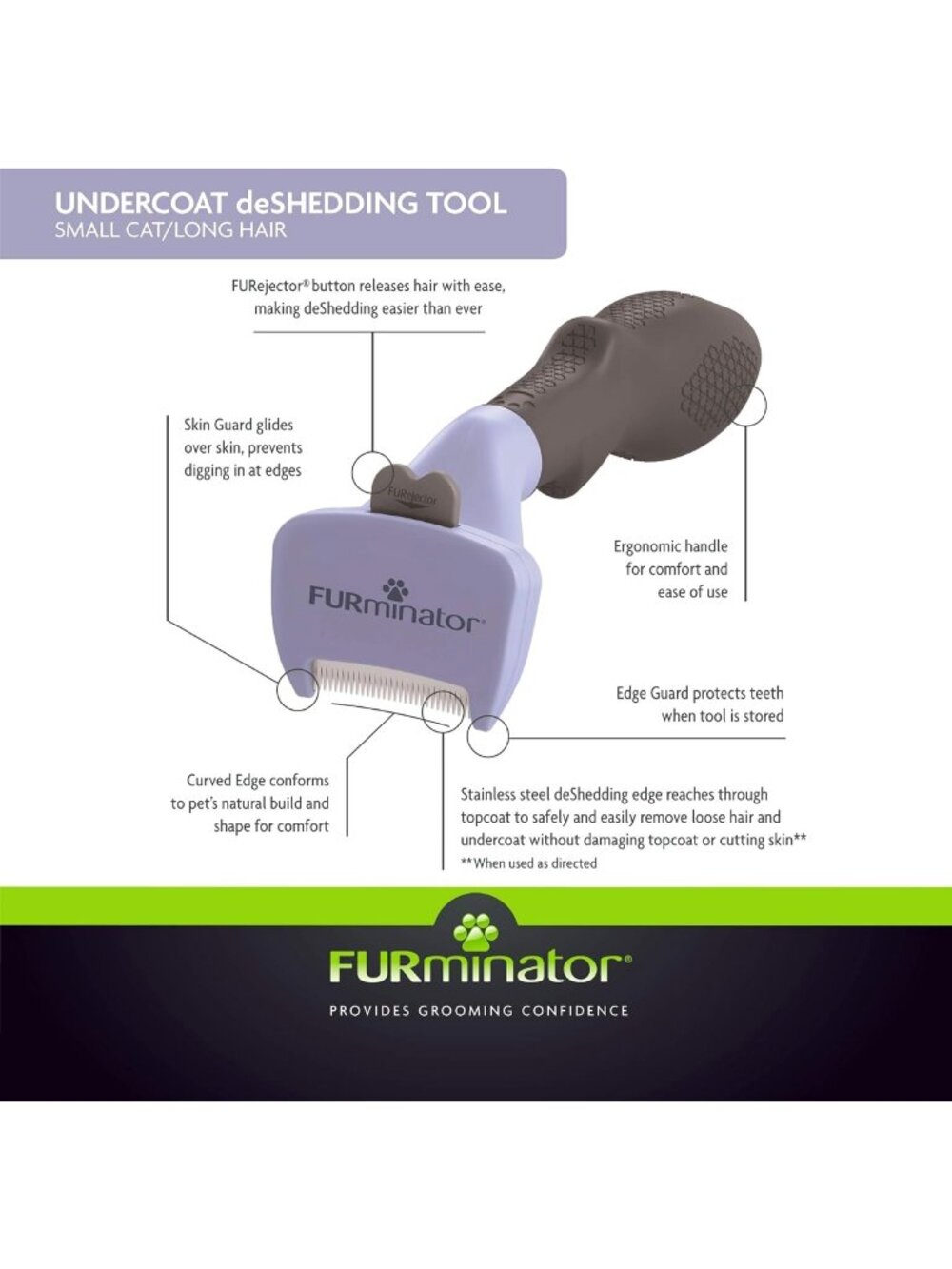 FURminator CAT Undercoat DeShedding Tool (Small Cats, Long Hair)